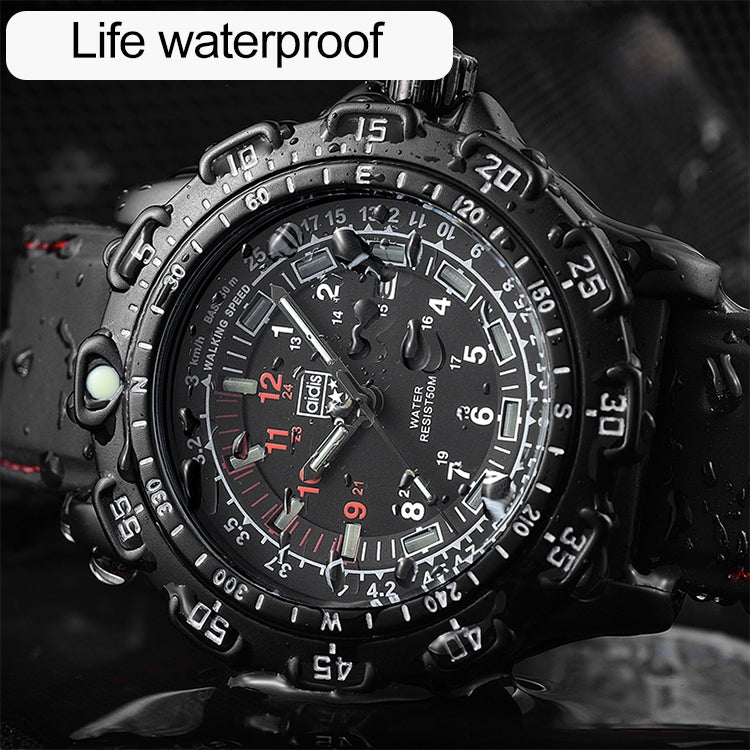 addies MY-049 Outdoor Sports Multifunctional Waterproof Luminous Watch Silicone Watchstrap Watch for Men(Black) - Sport Watches by addies | Online Shopping UK | buy2fix