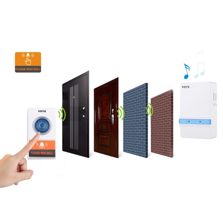 VOYE V012A Home Music Remote Control Wireless Doorbell with 38 Polyphony Sounds (White) - Security by VOYE | Online Shopping UK | buy2fix