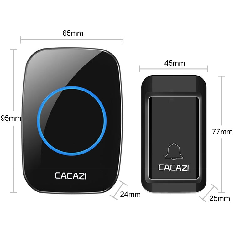 CACAZI A10G One Button Three Receivers Self-Powered Wireless Home Cordless Bell, EU Plug(Black) - Wireless Doorbell by CACAZI | Online Shopping UK | buy2fix