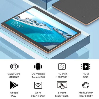 BDF K107 3G Phone Call Tablet PC, 10 inch, 2GB+32GB, Android 9.0, MTK8321 Octa Core, Support Dual SIM & Bluetooth & WiFi & GPS, EU Plug(White) - BDF by BDF | Online Shopping UK | buy2fix
