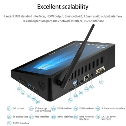 PiPo H10PRO All-in-One Mini PC, 10.1 inch, 16GB+128GB+256GB, Windows 10 Intel Celeron J4125 Quad Core up to 2.7GHz, Support WiFi & BT & TF Card & HDMI & RJ45, US Plug (Black) - PiPO by PiPo | Online Shopping UK | buy2fix
