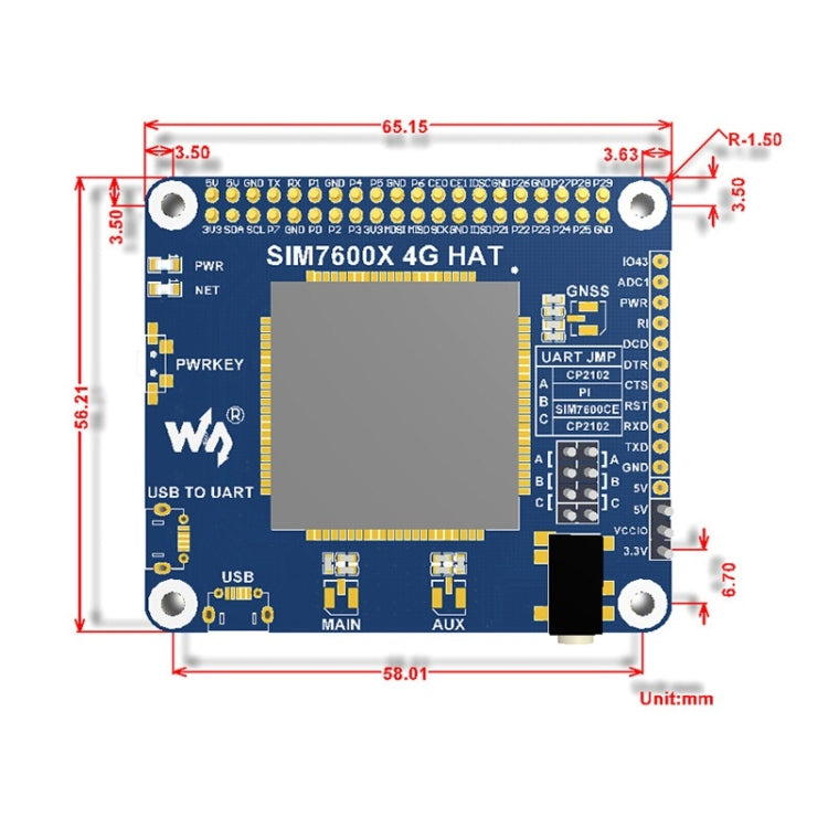 Waveshare 4G / 3G / 2G / GSM / GPRS / GNSS HAT for Raspberry Pi, LTE CAT4, for Southeast Asia, West Asia, Europe, Africa - Modules Expansions Accessories by Waveshare | Online Shopping UK | buy2fix