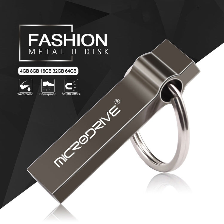 MicroDrive 4GB USB 2.0 Metal Keychain U Disk (Grey) - USB Flash Drives by MicroDrive | Online Shopping UK | buy2fix