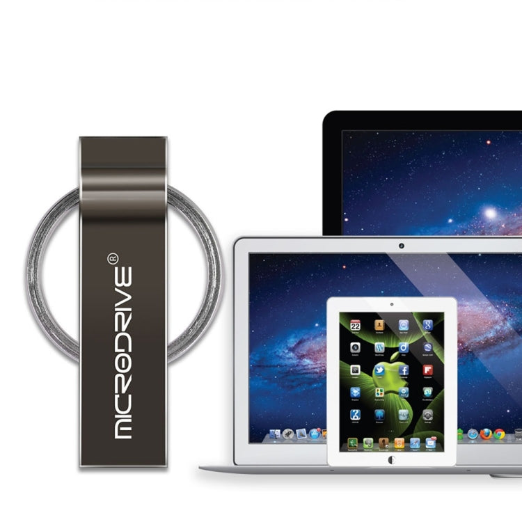 MicroDrive 4GB USB 2.0 Metal Keychain U Disk (Grey) - USB Flash Drives by MicroDrive | Online Shopping UK | buy2fix