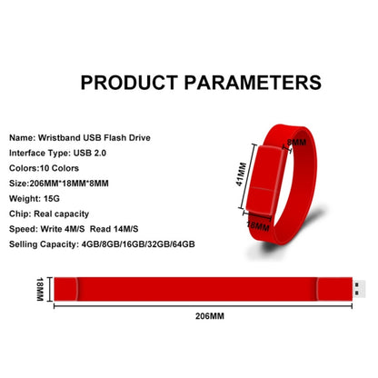 MicroDrive 8GB USB 2.0 Fashion Bracelet Wristband U Disk (Red) - Computer & Networking by MicroDrive | Online Shopping UK | buy2fix