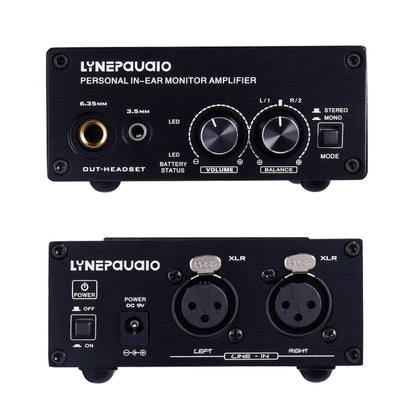 LINEPAUDIO B982 Power Amplifier Instrument Drummer Earphone Monitor Signal Amplifier, Dual XLR Input (Black) - Consumer Electronics by buy2fix | Online Shopping UK | buy2fix